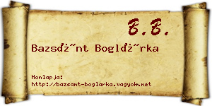 Bazsánt Boglárka névjegykártya
